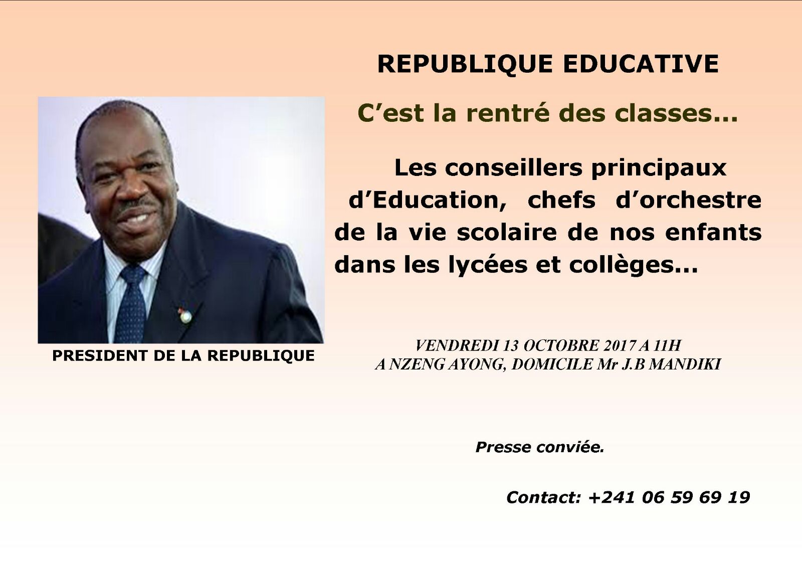 Point de presse de Jean Bruno MANDIKI ce 13 octobre 2017 !