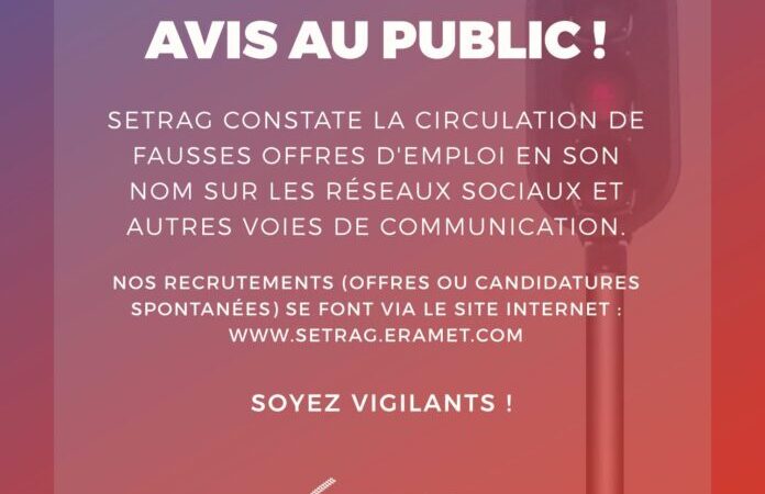 Alerte Setrag : stop à l’arnaque à l’emploi !