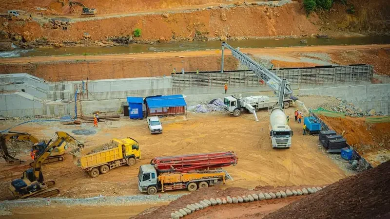 Barrage de Kinguélé Aval : 25% des Travaux réalisés